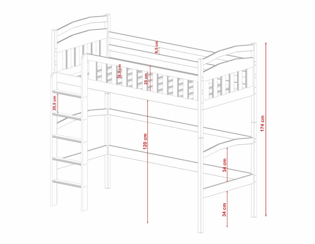 Mia Solid Pine Loft Bed