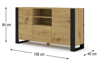 Mondi Sideboard Cabinet 158cm Oak Artisan Black