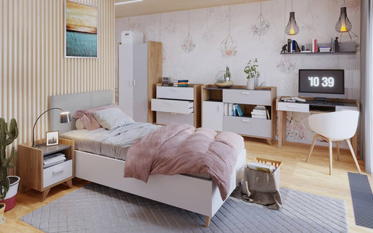 Mood Hinged Wardrobe Oak Castello White Grey