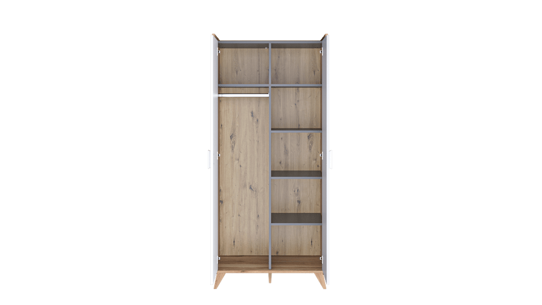 Mood Hinged Wardrobe Oak Castello White Grey