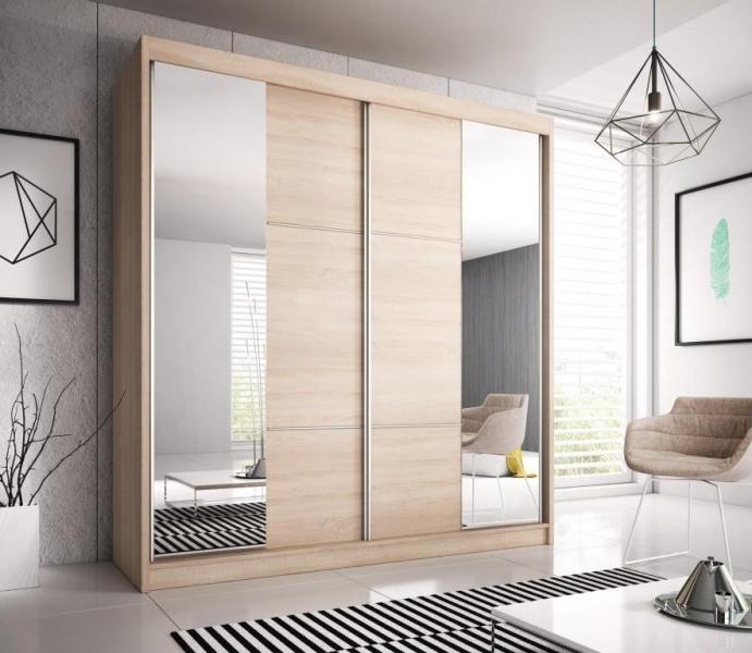 Multi 36 Sliding Mirror Door Wardrobe 233cm