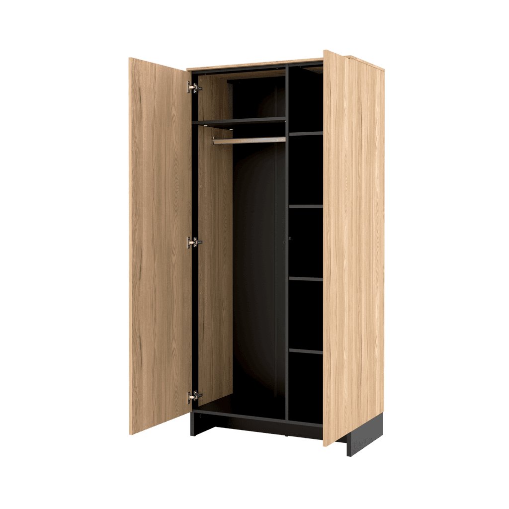 Nomad ND-01 Hinged Door Wardrobe 92cm Mountain Ash & Black