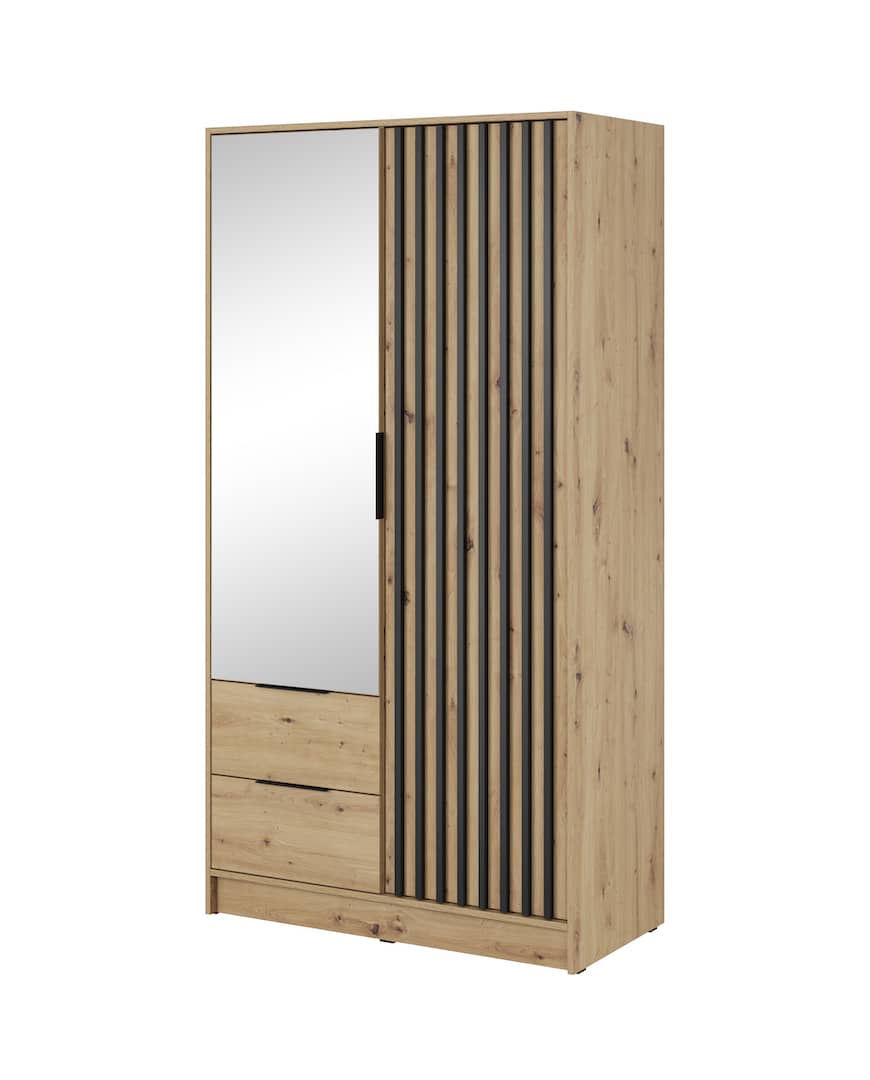 Nelly Hinged Door Wardrobe 105cm [Mirror] oak artisan graphite grey 