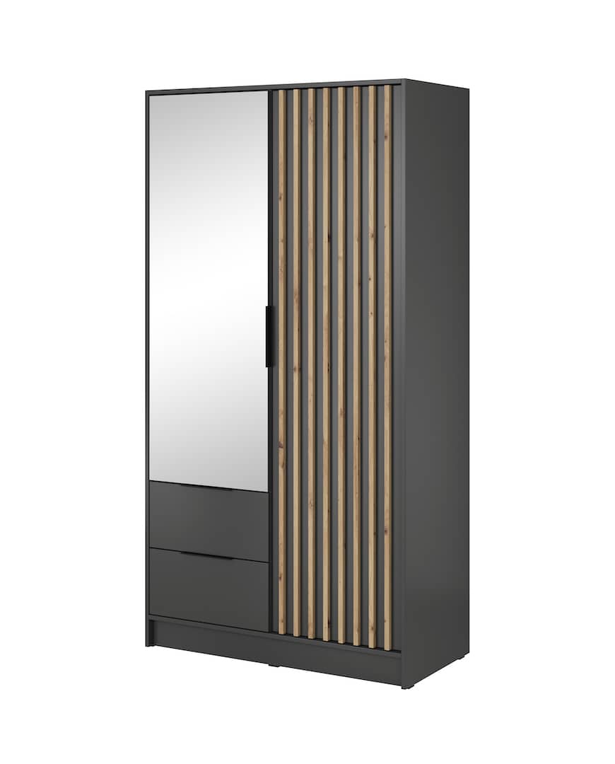 Nelly Hinged Door Wardrobe 105cm [Mirror] oak artisan graphite grey 