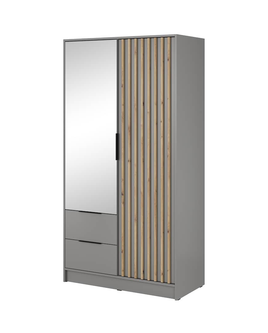 Nelly Hinged Door Wardrobe 105cm [Mirror] oak artisan graphite grey 