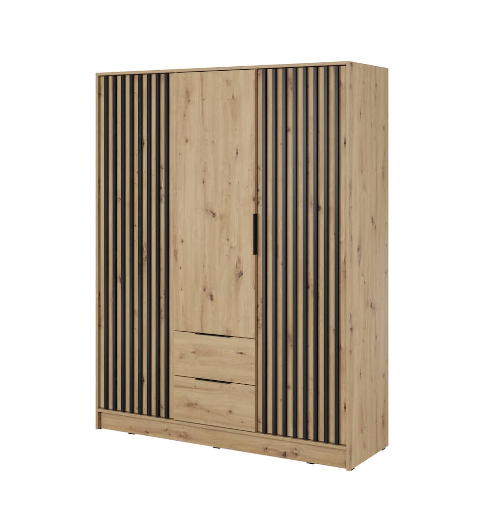 Nelly Hinged Door Wardrobe 155cm oak artisan graphite grey