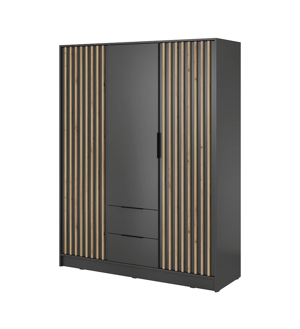 Nelly Hinged Door Wardrobe 155cm oak artisan graphite grey