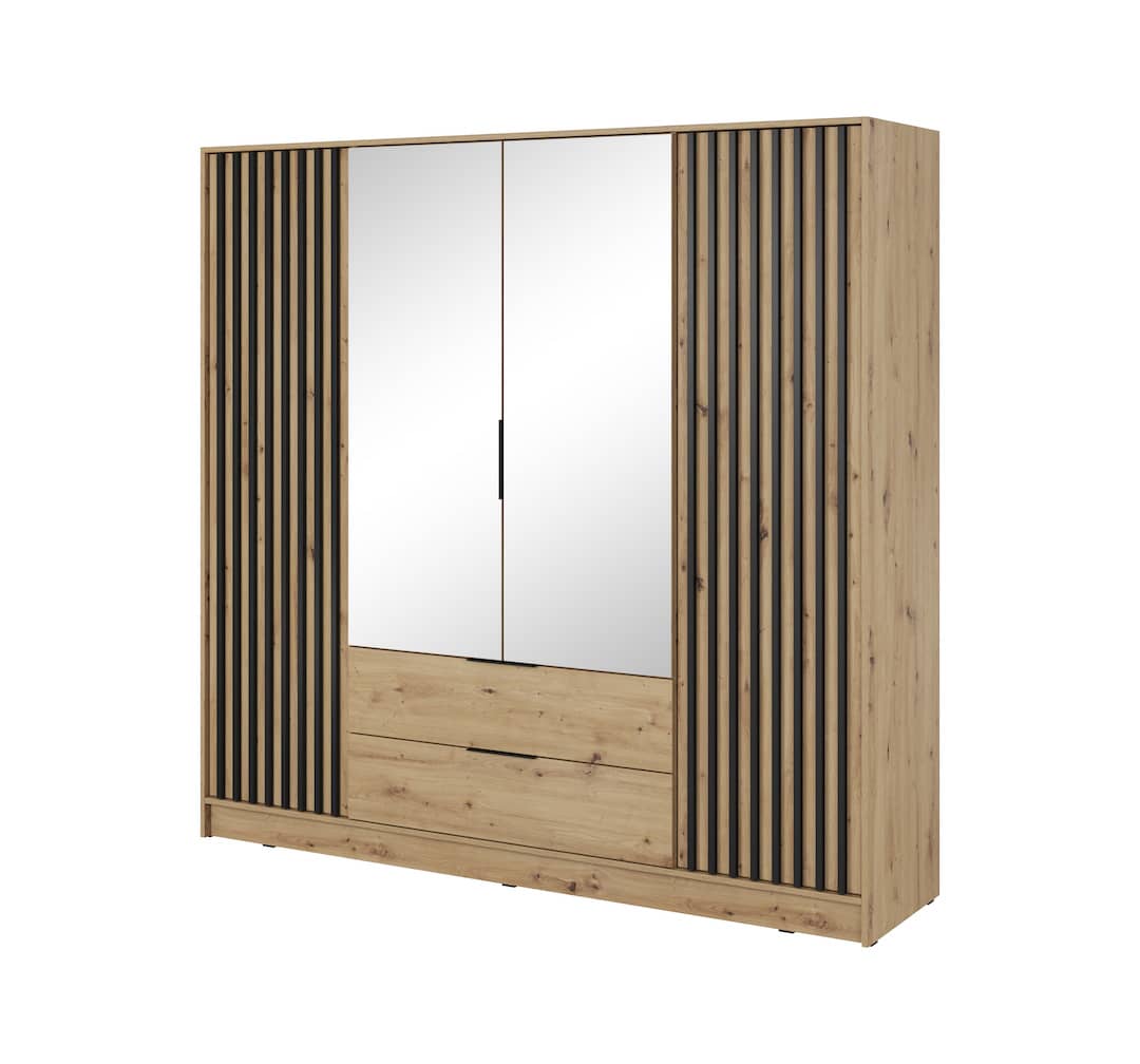 Nelly Hinged Door Wardrobe 206cm [Mirror]