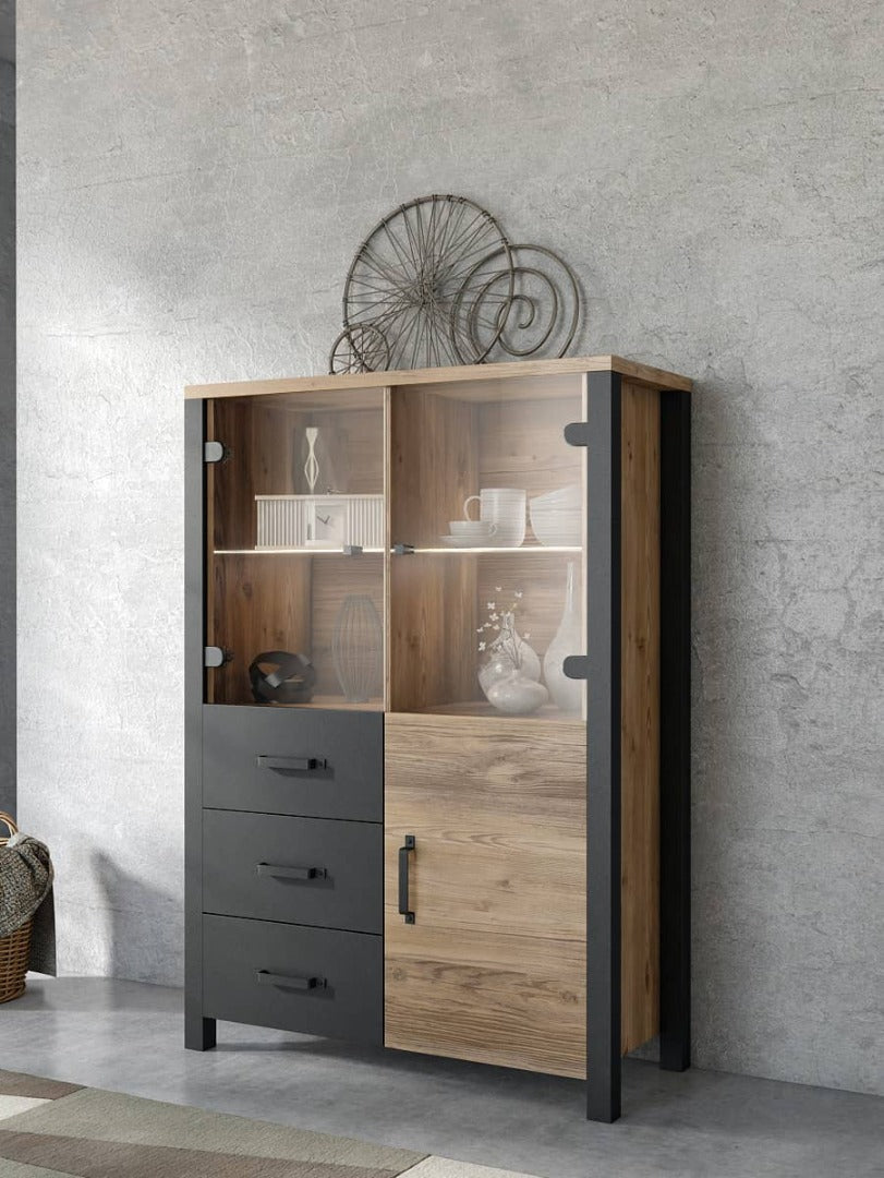 Olin 44 Display Cabinet Appenzeller Fichte Oak Black