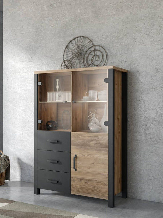 Olin 44 Display Cabinet Appenzeller Fichte Oak Black