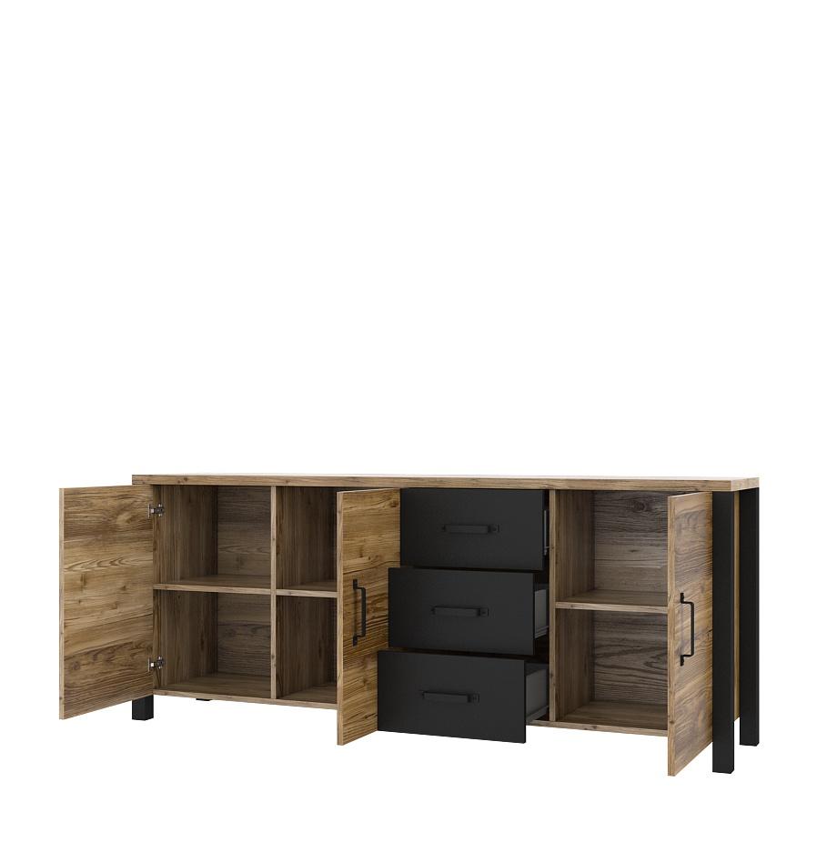 Olin 47 Sideboard Cabinet Fichte Oak Black
