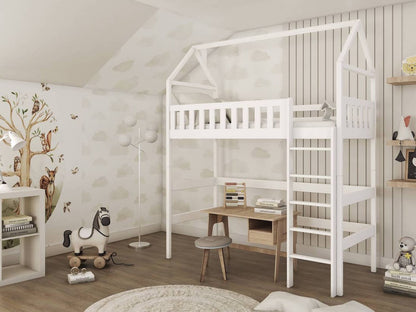 Otylia Loft Bed, Solid Pine Wood