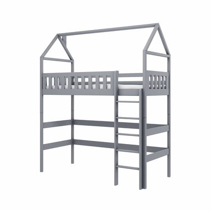 Otylia Loft Bed, Solid Pine Wood