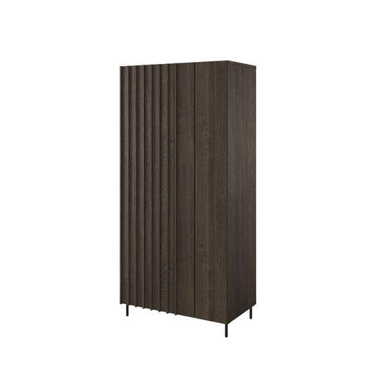 Piemonte PE-01 Hinged Wardrobe 92cm Portland Ash & Black