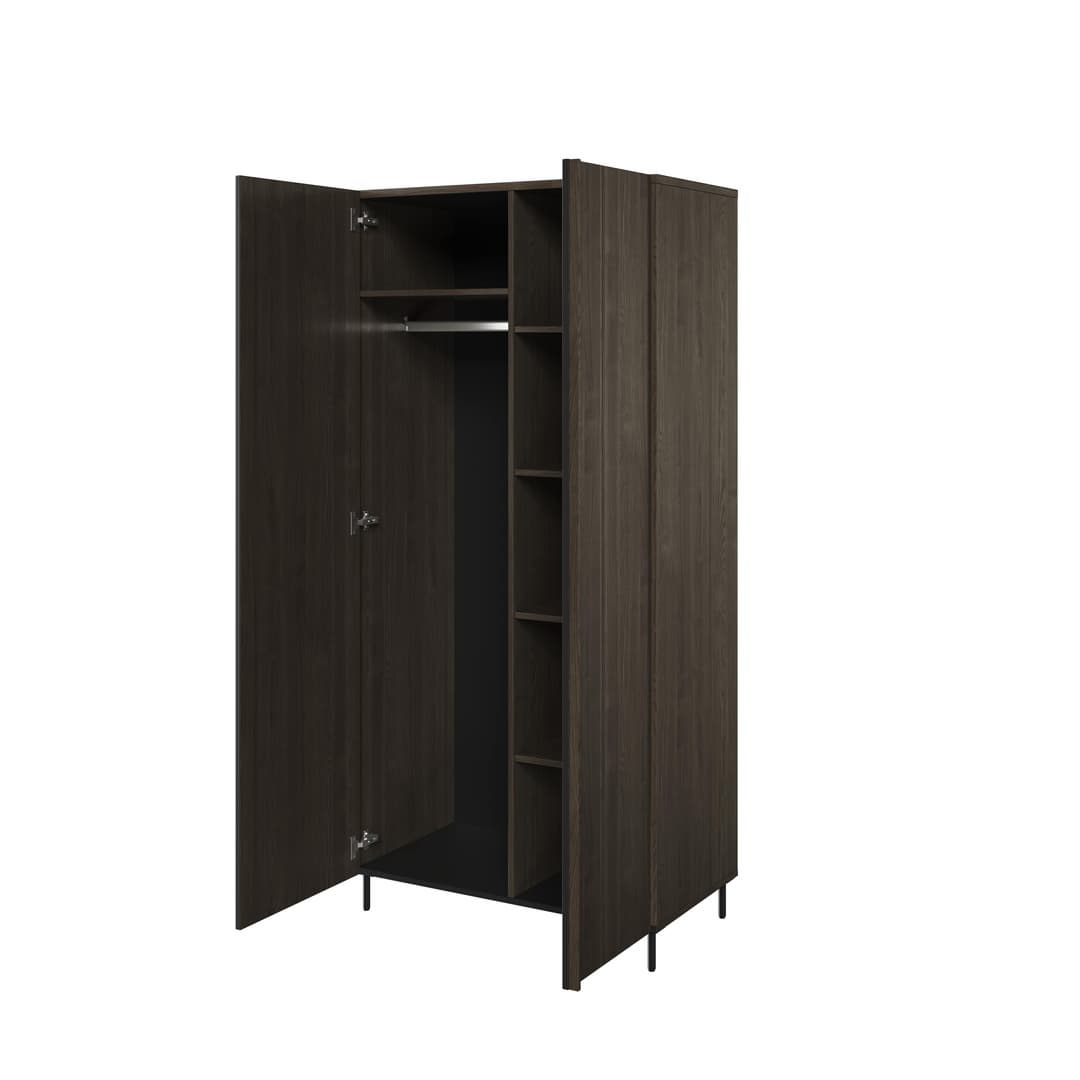 Piemonte PE-01 Hinged Wardrobe 92cm Portland Ash & Black