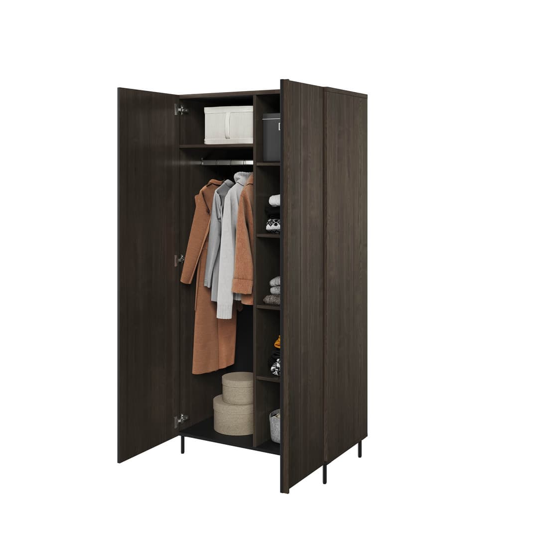 Piemonte PE-01 Hinged Wardrobe 92cm Portland Ash & Black