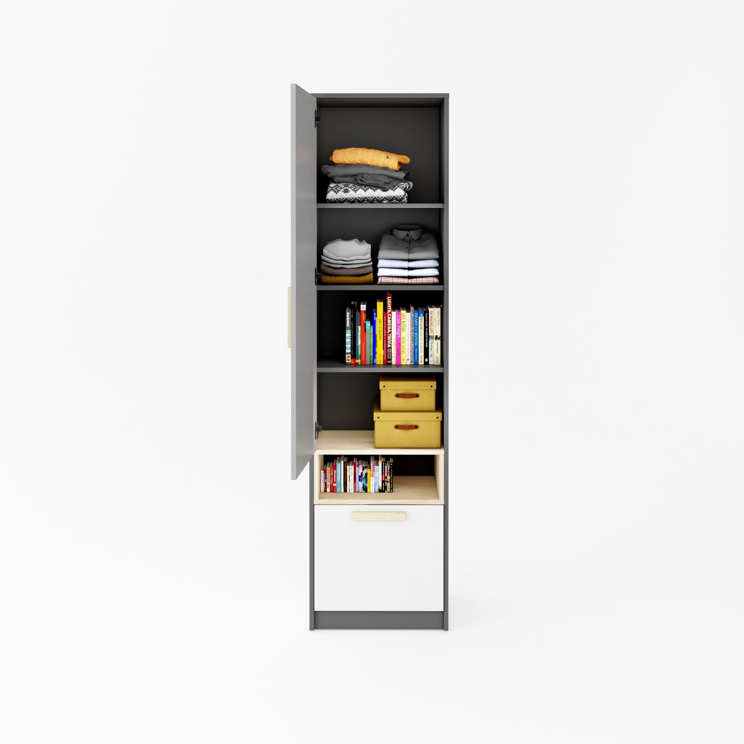 Pok PO-03 Tall Cabinet Grey White Matt