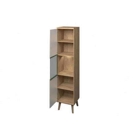 Primo Tall Display Cabinet White Matt Oak Riviera