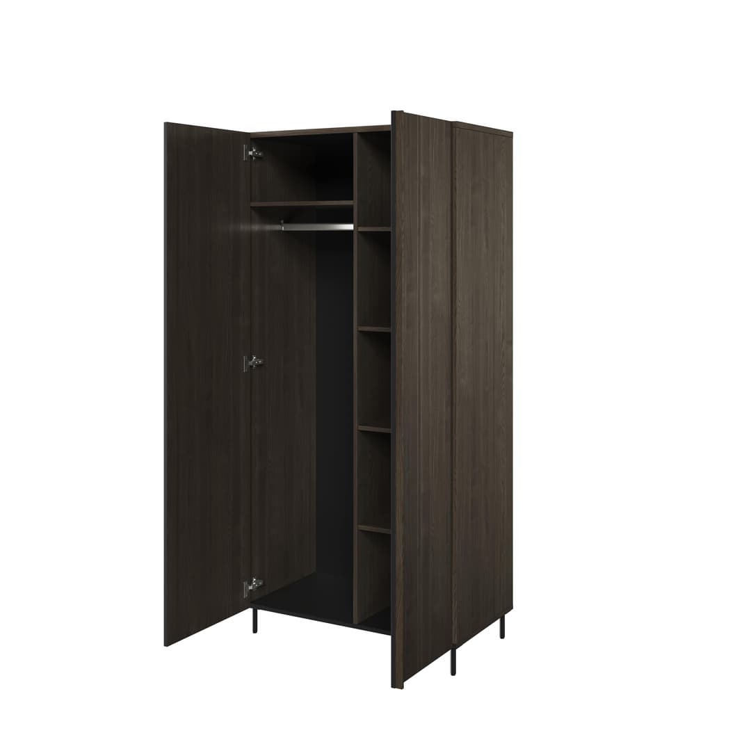 Piemonte  Hinged Wardrobe Ash & Black