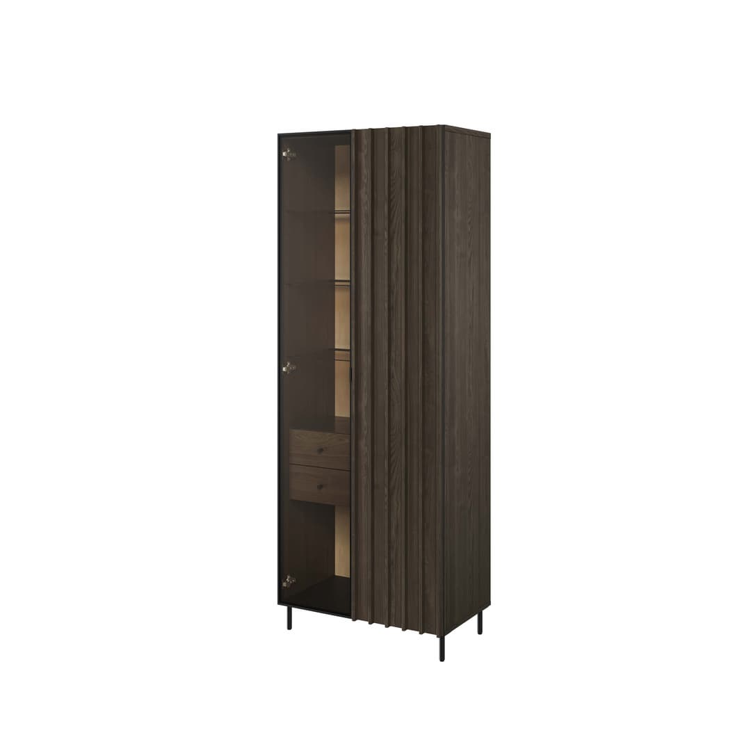 Piemonte  Tall Display Cabinet Ash Black