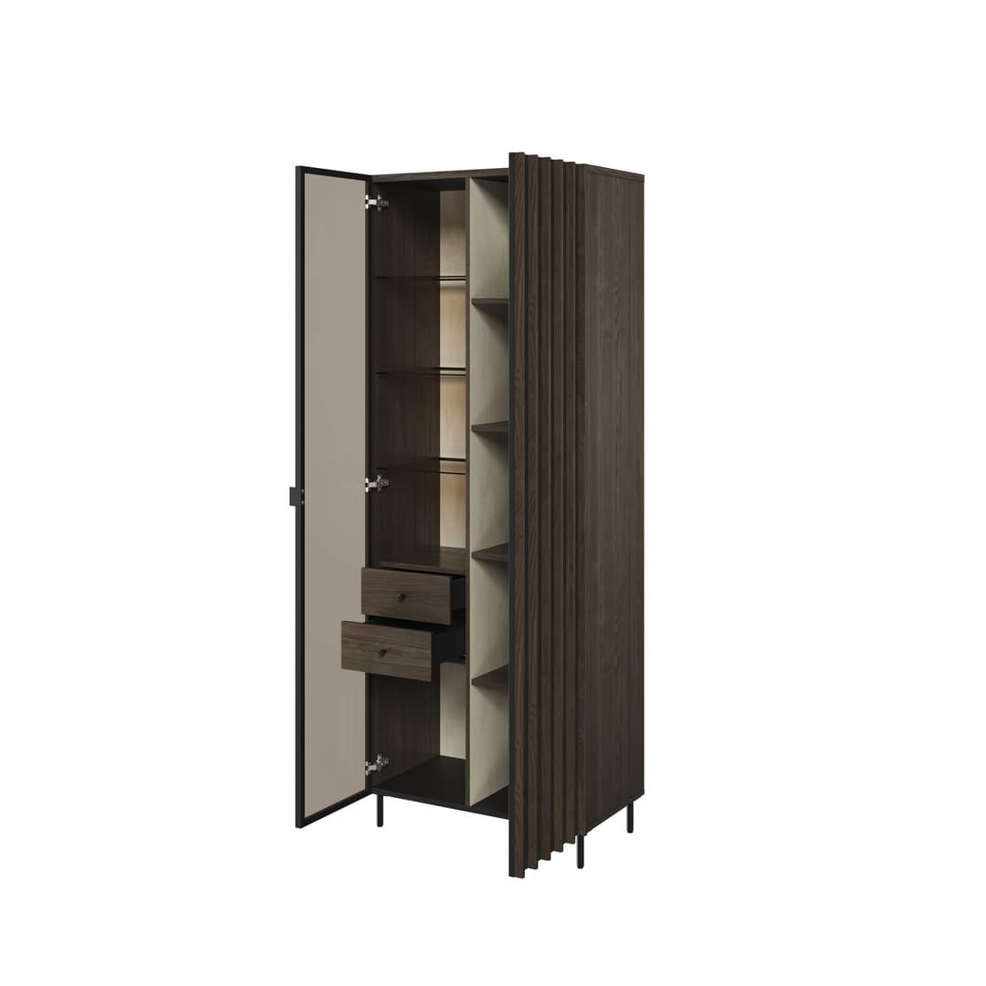 Piemonte  Tall Display Cabinet Ash Black