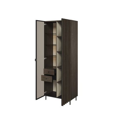 Piemonte  Tall Display Cabinet Ash Black