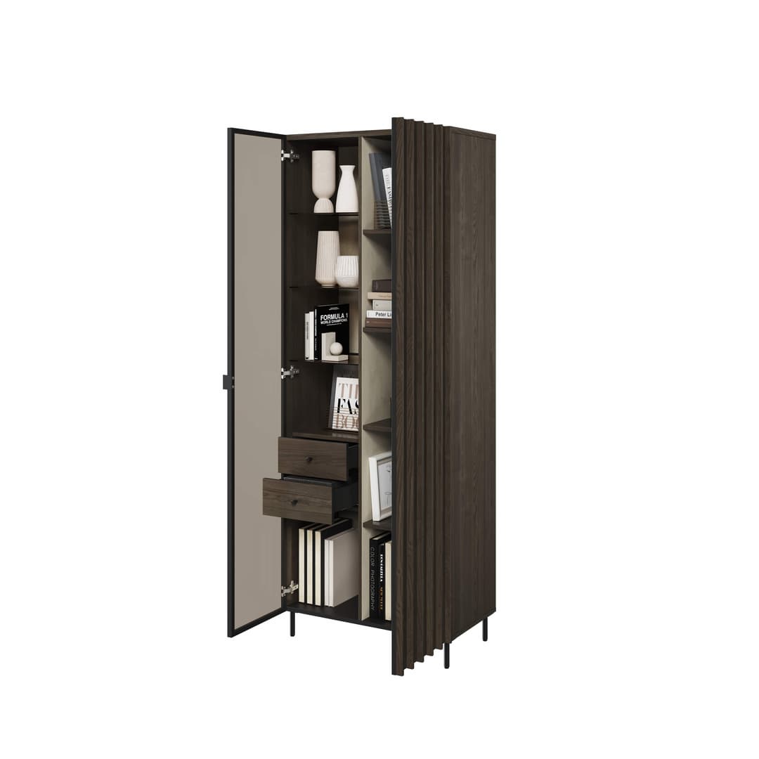 Piemonte  Tall Display Cabinet Ash Black