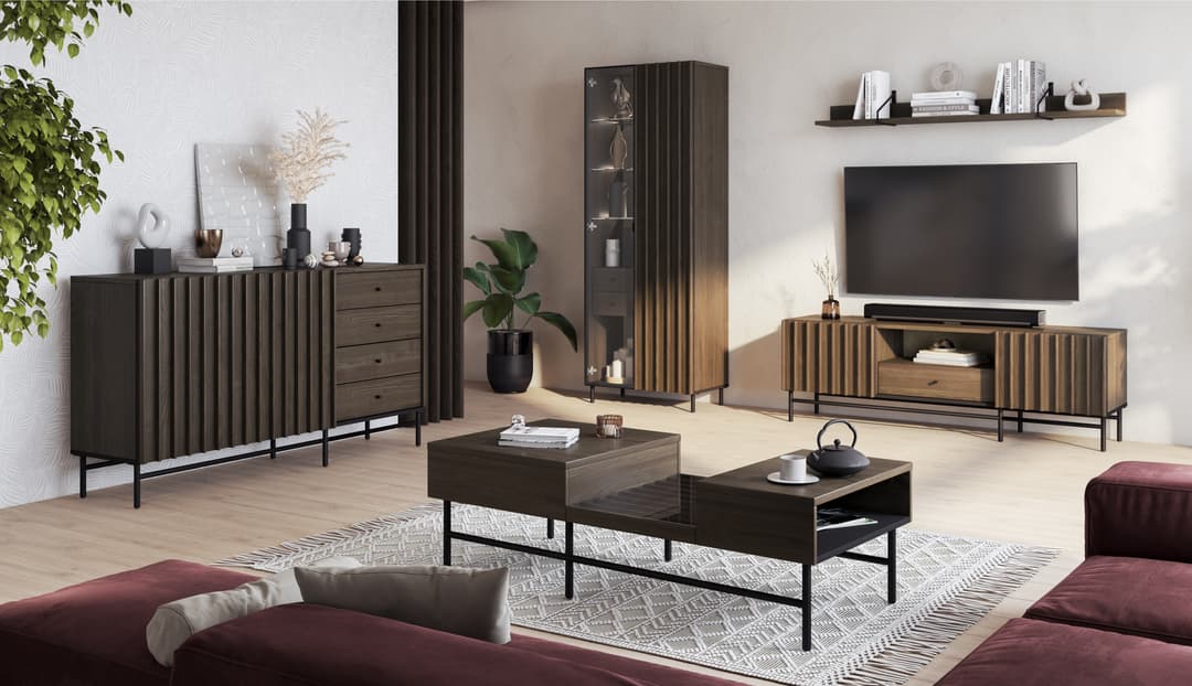 Piemonte  Tall Display Cabinet Ash Black