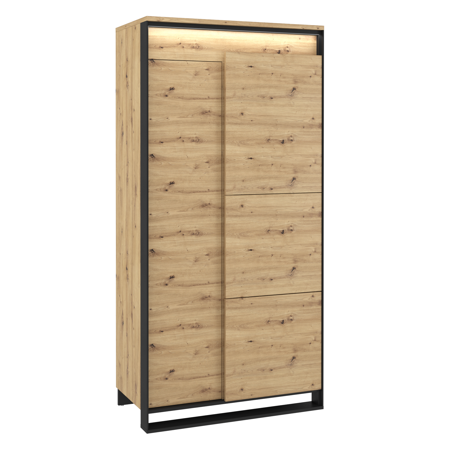 Quant QA-01 2 Door Wardrobe Oak Artisan with Black Decor