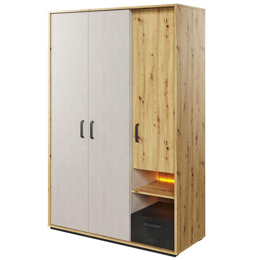 Qubic 02 Wardrobe with LED oak artisan