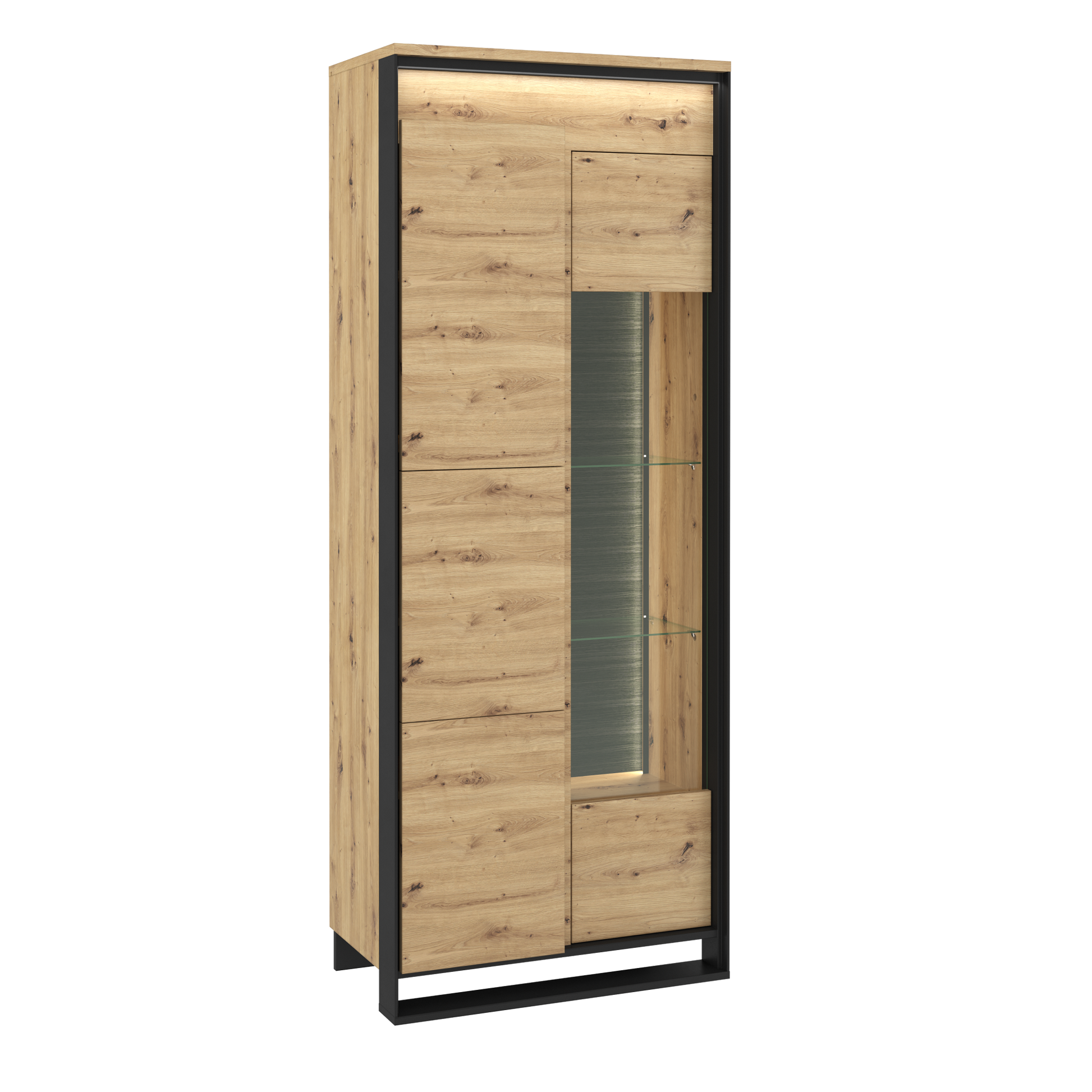 Quant Doors Tall Display Cabinet, oak artisan