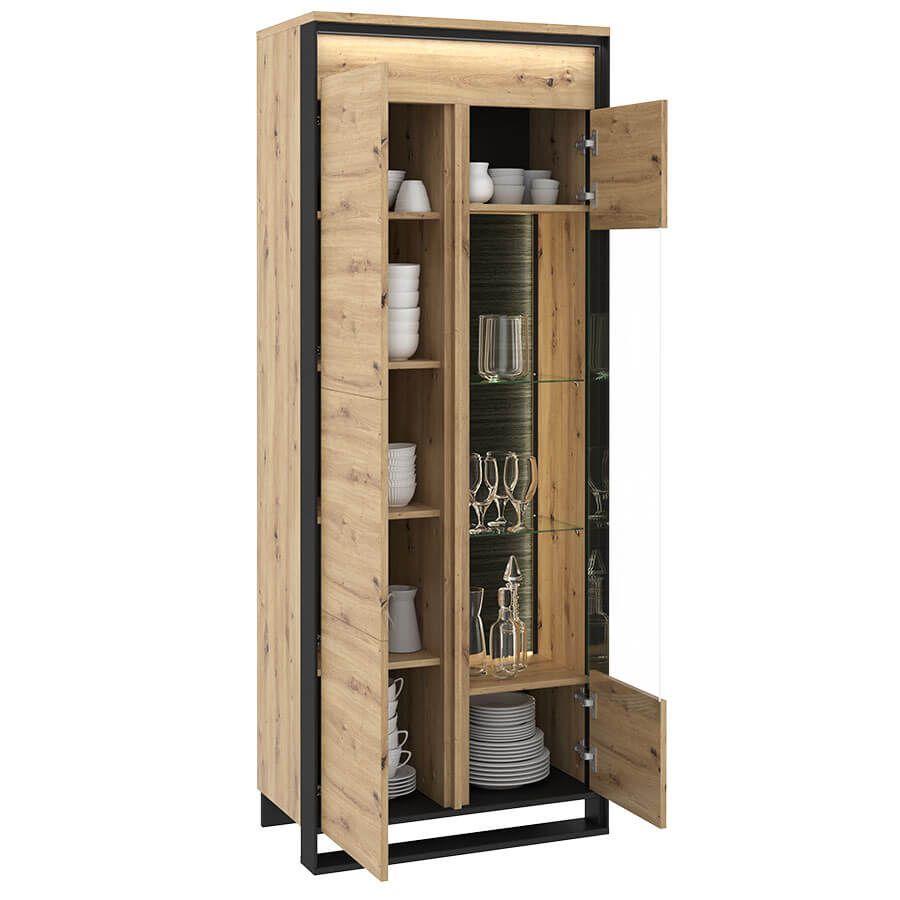 Quant Doors Tall Display Cabinet, oak artisan