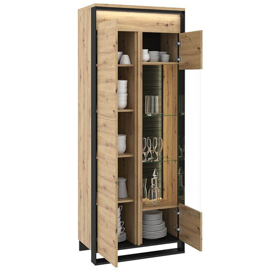 Quant Doors Tall Display Cabinet, oak artisan