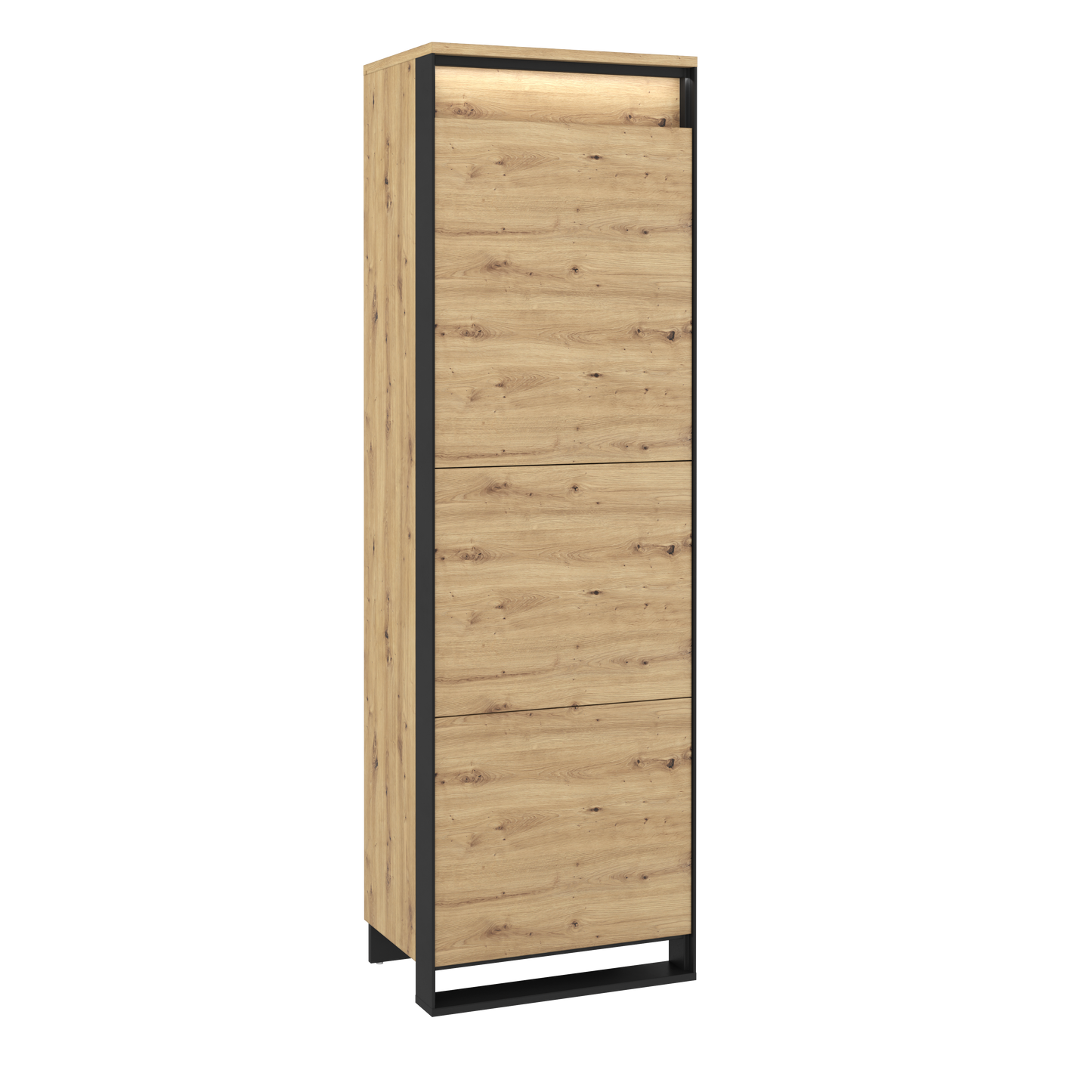 Quant Tall Cabinet Oak Artisan with Black Decor