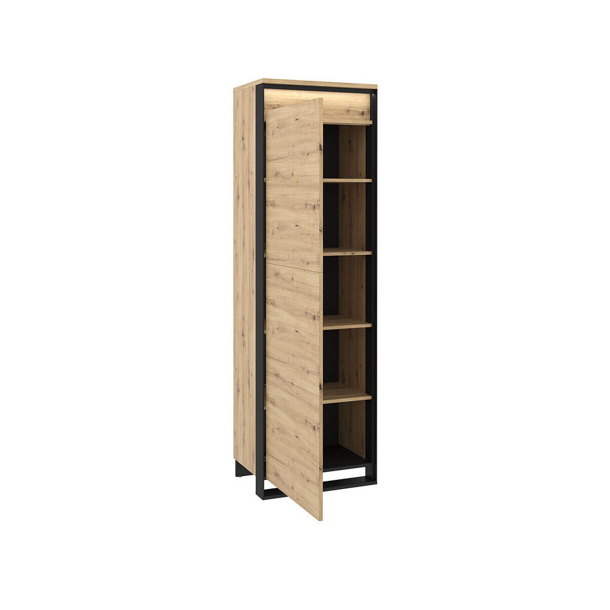 Quant QA-02 Tall Cabinet Oak Artisan with Black Decor