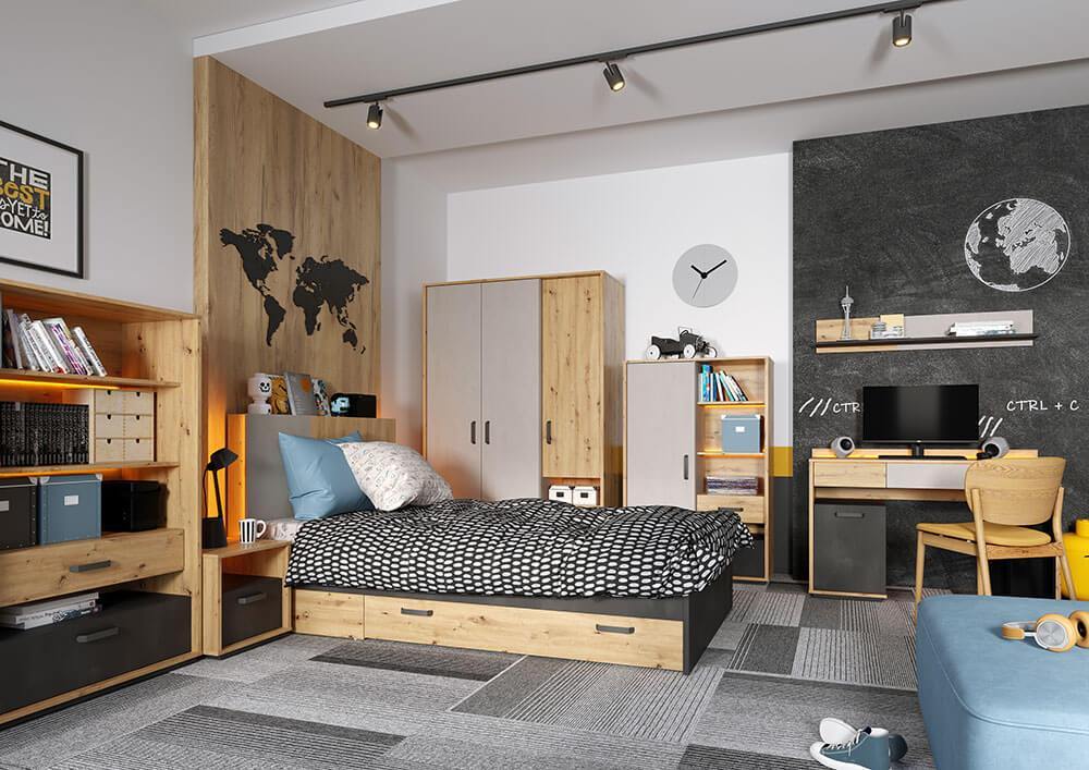 QubicWardrobe with LED  Silk Flou Oak Artisan