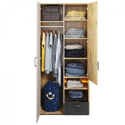 QubicWardrobe with LED  Silk Flou Oak Artisan