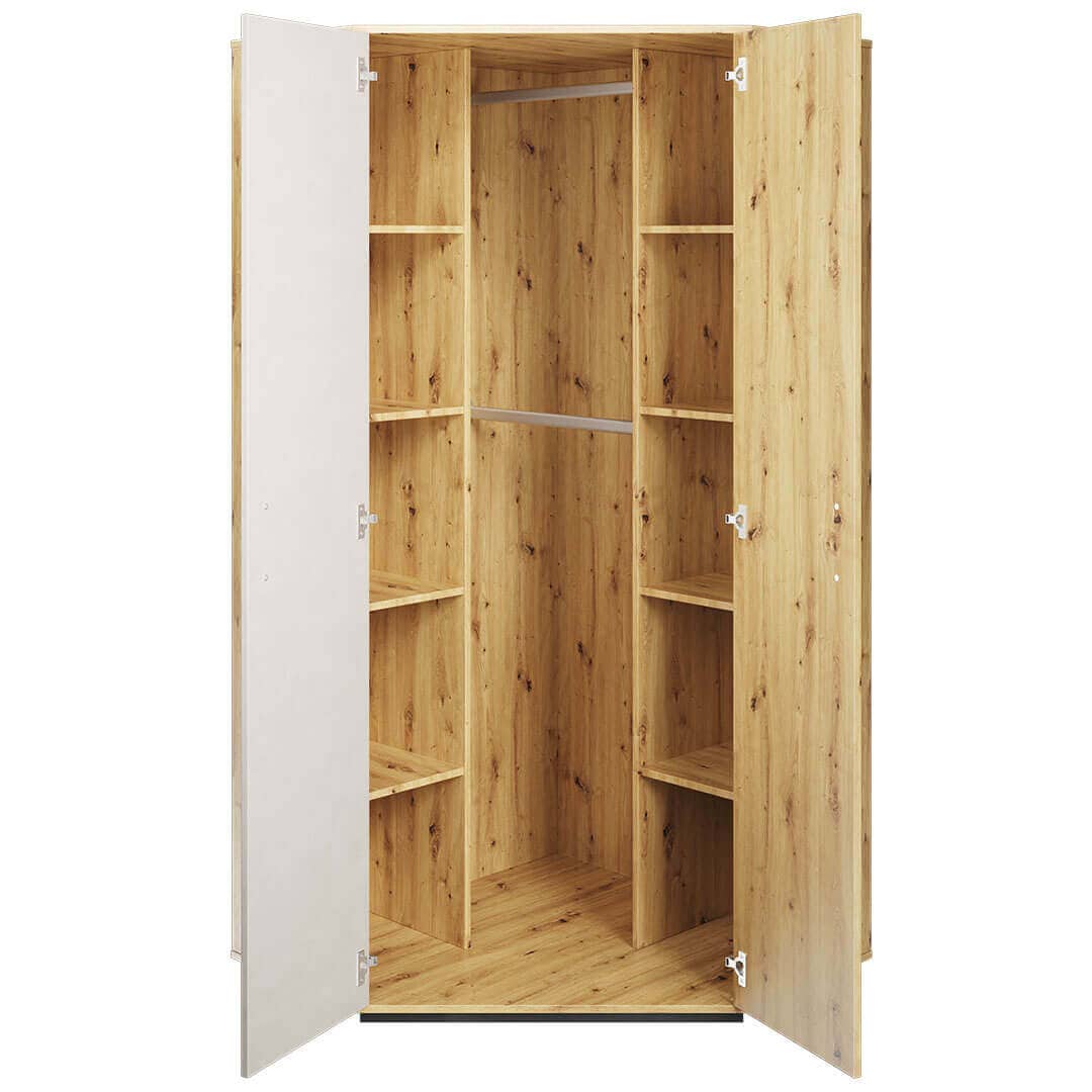 Qubic  Corner Wardrobe Oak Artisan Silk Flou