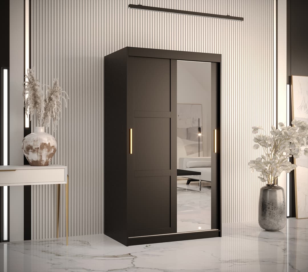 Ramiro II Sliding Door Wardrobe 100cm white black