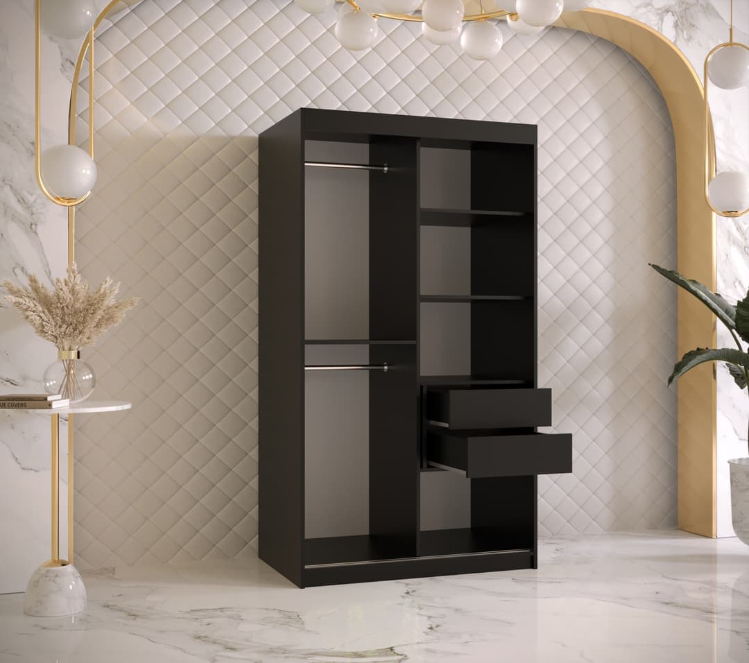 Ramiro II Sliding Door Wardrobe 100cm white black