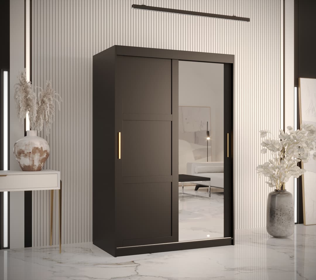 Ramiro II Sliding Door Wardrobe 120cm black white