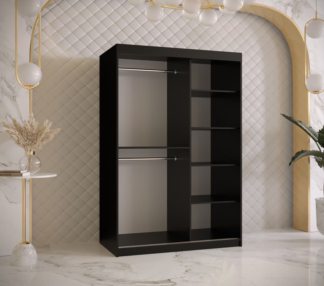Ramiro II Sliding Door Wardrobe 120cm black white
