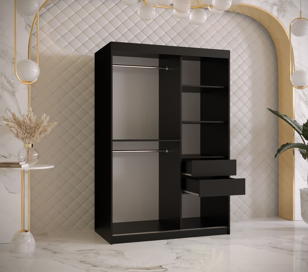 Ramiro II Sliding Door Wardrobe 120cm black white
