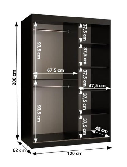 Ramiro II Sliding Door Wardrobe 120cm black white