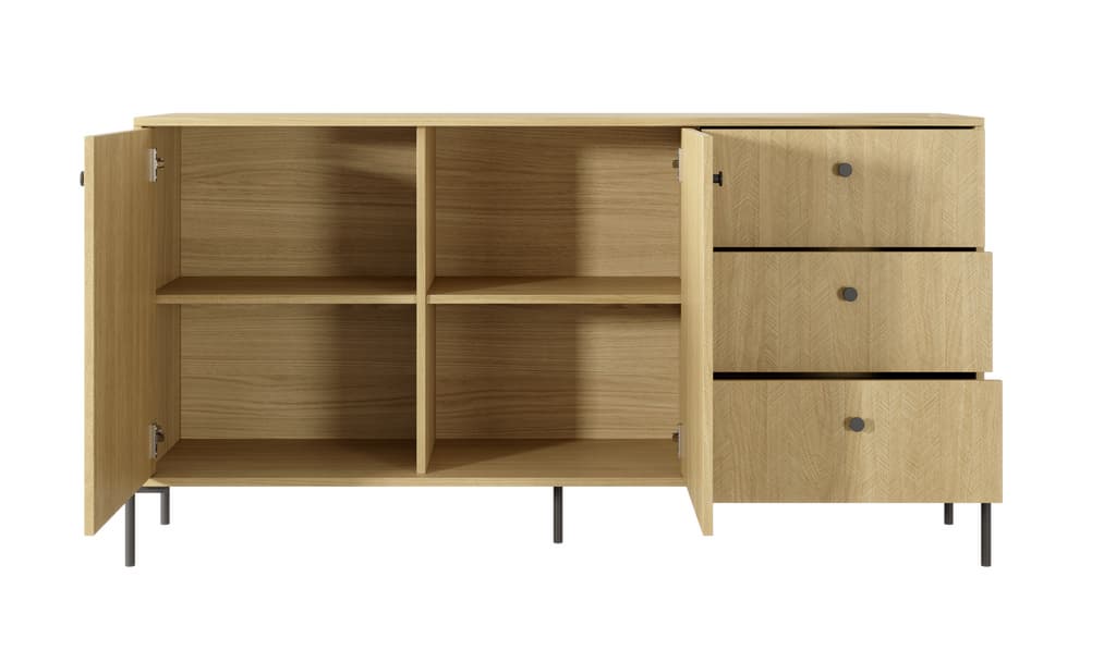 Scandi Sideboard Cabinet 157cm [Drawers] Scandi Oak