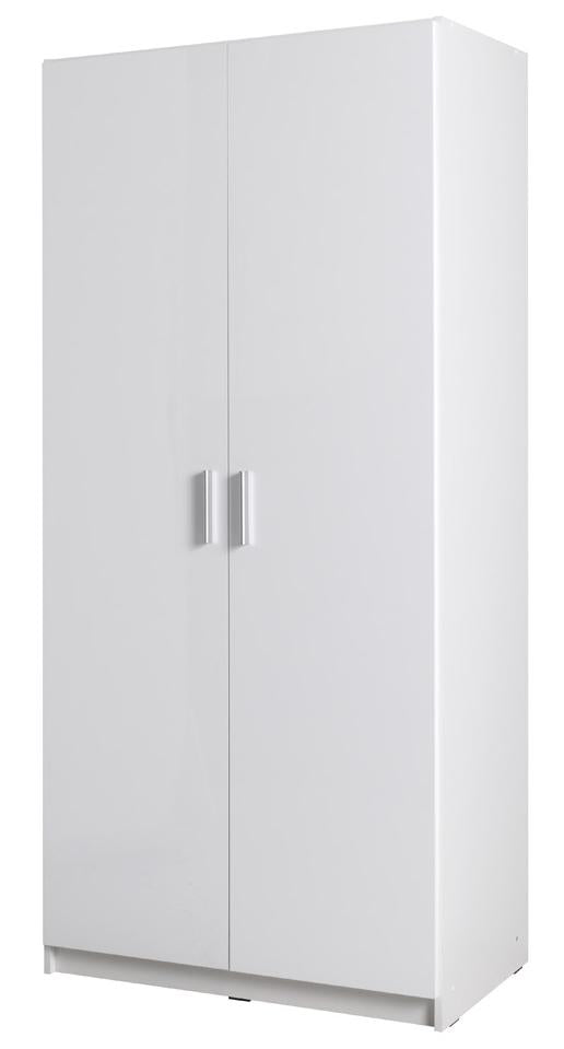 Snow 02 Hinged Door Wardrobe 92cm White Gloss White Matt