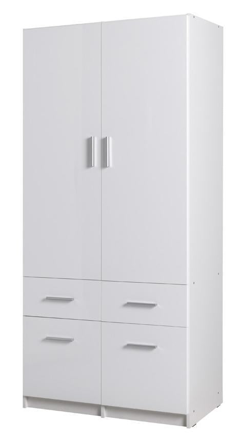 Snow 03 Hinged Door Wardrobe 92cm white gloss