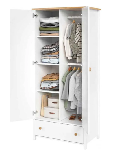 Story SO-12 2 Door Wardrobe White Matt & Oak Nash Décor