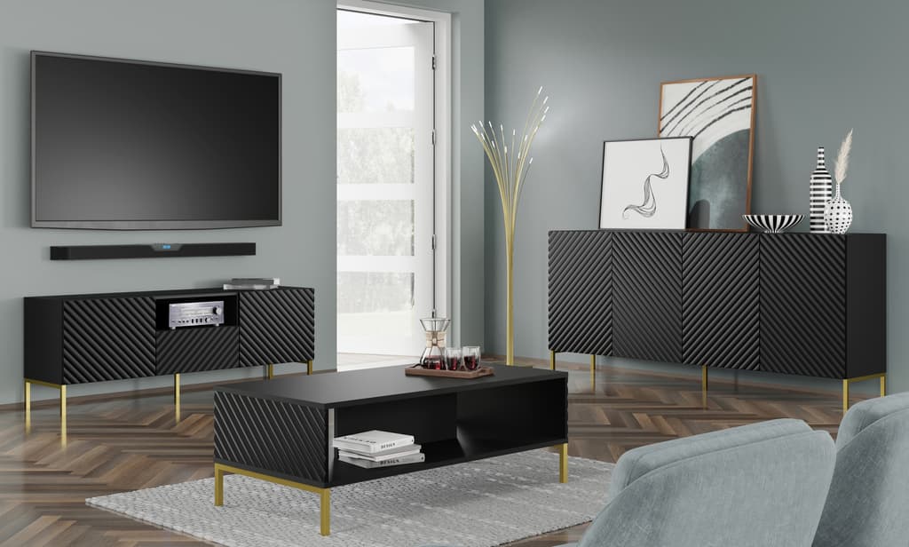 Surf Large Sideboard Cabinet 200cm black white