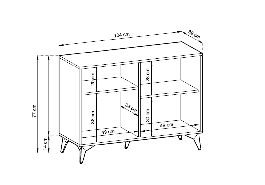 Diamond Sideboard Cabinet 104cm Oak Evoke Black